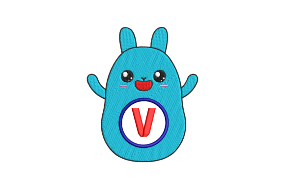 Cute Rabbit Letter V