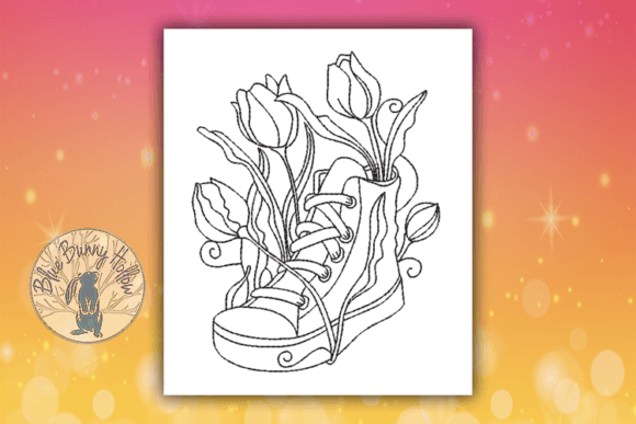 Spring Sneaker 2: A Charming Redwork Embroidery Design
